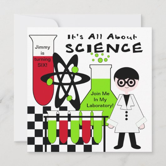 Boy All About Science Birthday Party招待 招待状 (正面)