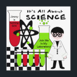 Boy All About Science Birthday Party招待 招待状<br><div class="desc">彼は科学が大好きで科学テーマ誕生会を開いているの？彼は、ラボコートの教授、試験管、ブンゼンバーナー、あなたのパーティーの詳細で簡単に行うことができる領域を備えた科学テーマのカスタマイズ可能なバースデーパーティ招待状を愛すカスタマイズる!</div>