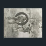 boy and cow black and white vintage postcard ポストカード<br><div class="desc">A cute black and white photo from the public domain of a boy on a tire swing with his cow. Taken between 1925-1930.  Library of Congress Control Number 2011648512.</div>