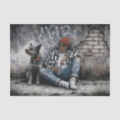 Boy and Dog Street Art Urban Graffiti decoupage 薄葉紙 (正面)
