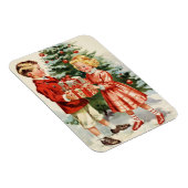 Boy and girl giving each other Christmas presents マグネット (右側)