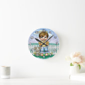 Boy Angel and Dog  ラウンド壁時計 (ホーム)
