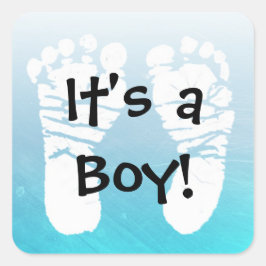Boy Aqua Blue Baby Showerのステッカー スクエアシール