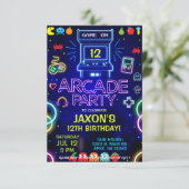 Boy Arcade誕生日パーティー、アーケードゲーム招待状。 招待状 (スタンド正面)