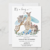 Boy Australian Animal Baby Shower Blue 招待状 (正面)