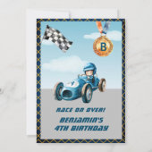 *Boy Auto Car Racing Theme 4th Birthday Party 招待状 (裏面)