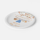 Boy Autumn Clothes Pumpkin Fall Baby Shower ペーパープレート (アングル)