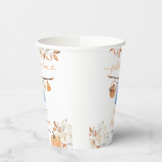 Boy Autumn Clothes Pumpkin Fall Baby Shower 紙コップ (左)