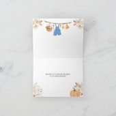 Boy Autumn Clothes Pumpkin Fall Baby Shower Folded サンキューカード (内部)