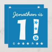 BOY B01の第1期名前をカスタムするブルー 招待状 (正面/裏面)