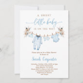 Boy Baby Clothsベビースシャワー 招待状 (正面)