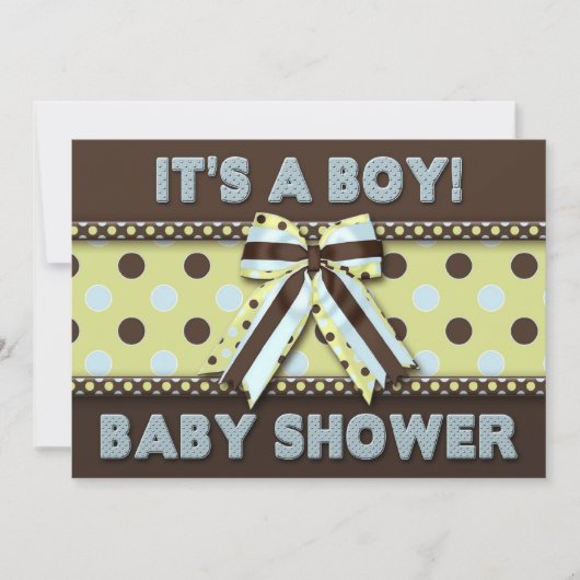 Boy Baby Shower招待状(ブラウン/ブルー) 招待状 (正面)
