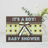 Boy Baby Shower招待状(ブラウン/ブルー) 招待状 (スタンド正面)