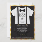 Boy Baby Shower A Little Gentleman Bodysuit 招待状 (正面)