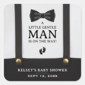 Boy Baby Shower A Little Gentleman Suspenders スクエアシール (正面)