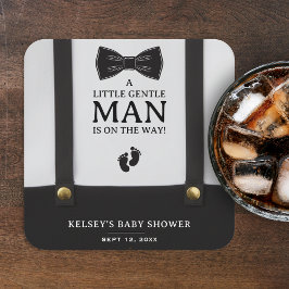 Boy Baby Shower A Little Gentleman Suspenders スクエアペーパーコースター