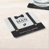 Boy Baby Shower A Little Gentleman Suspenders スクエアペーパーコースター (アングル)