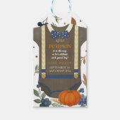 Boy baby shower autum fall blue burlap bodysuit  ギフトタグ (正面)