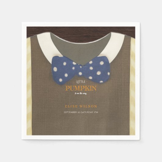 Boy baby shower autum fall blue burlap bodysuit  スタンダードカクテルナプキン (正面)