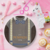 Boy baby shower autum fall blue burlap bodysuit  ペーパープレート (パーティー)