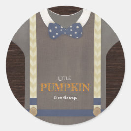 Boy baby shower autum fall blue burlap bodysuit  ラウンドシール