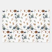 Boy baby shower autum fall blue burlap bodysuit  ラッピングペーパーシート (正面2)