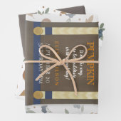 Boy baby shower autum fall blue burlap bodysuit  ラッピングペーパーシート (インサイチュ)