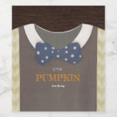Boy baby shower autum fall blue burlap bodysuit  ワインラベル (シングルラベル)