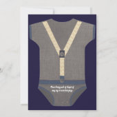 Boy baby shower autum fall blue burlap bodysuit  招待状 (裏面)