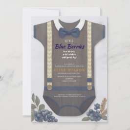 Boy baby shower autum fall blue burlap bodysuit  招待状
