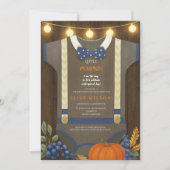 Boy baby shower autum fall blue burlap bodysuit  招待状 (正面)
