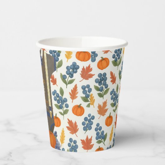 Boy baby shower autum fall blue burlap bodysuit  紙コップ (左)