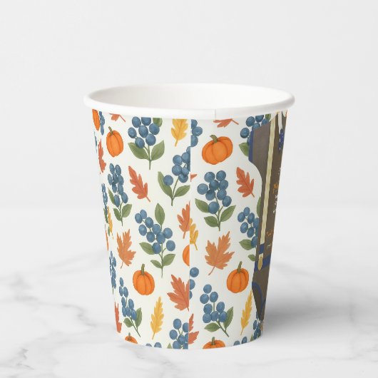 Boy baby shower autum fall blue burlap bodysuit  紙コップ (右)