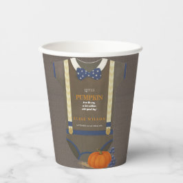 Boy baby shower autum fall blue burlap bodysuit  紙コップ