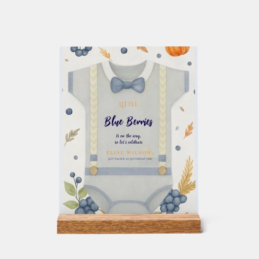 Boy baby shower autum fall burlap bodysuit  invita アクリルサイン (正面)