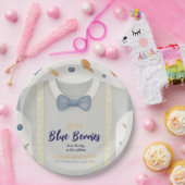 Boy baby shower autum fall burlap bodysuit  invita ペーパープレート (パーティー)