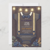 Boy baby shower autum fall burlap bodysuit  invita 招待状 (正面)