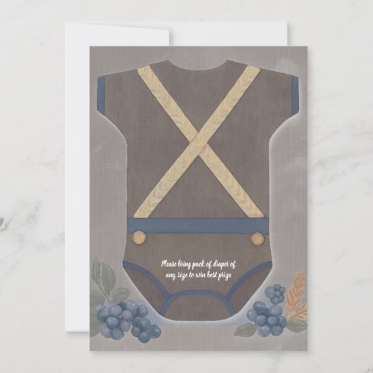 Boy baby shower autum fall burlap bodysuit  invita 招待状 (裏面)