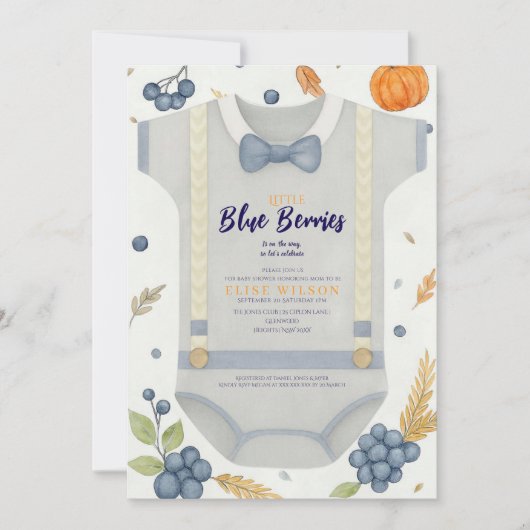 Boy baby shower autum fall burlap bodysuit  invita 招待状 (正面)