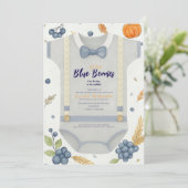 Boy baby shower autum fall burlap bodysuit  invita 招待状 (スタンド正面)