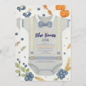 Boy baby shower autum fall burlap bodysuit  invita 招待状 (正面/裏面)