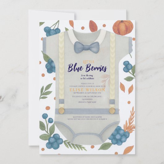 Boy baby shower autum fall burlap bodysuit  invita 招待状 (正面)