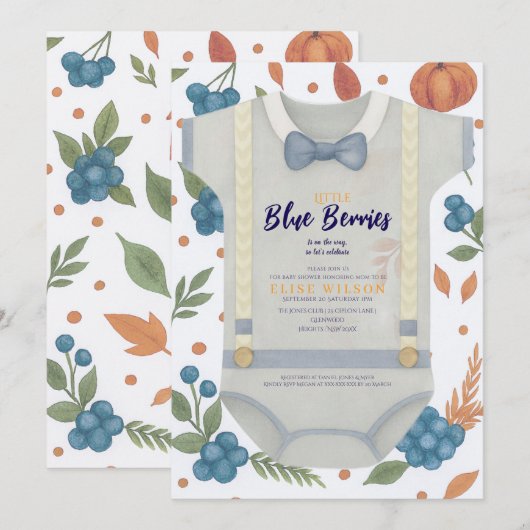 Boy baby shower autum fall burlap bodysuit  invita 招待状 (正面/裏面)