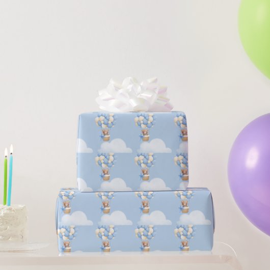 Boy Baby Shower Bear Balloon Napkins ラッピングペーパー (パーティーギフト)