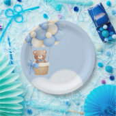 Boy Baby Shower Bear  Balloon Paper Plate ペーパープレート (パーティー)