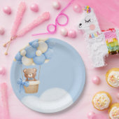 Boy Baby Shower Bear  Balloon Paper Plate ペーパープレート (パーティー)
