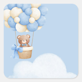 Boy Baby Shower Bear Balloon Stickers スクエアシール