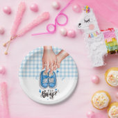 Boy Baby Shower Blue Boy Shoesだ ペーパープレート (パーティー)