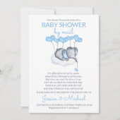 Boy Baby Shower by Mail Blue Elephant on Cloud 招待状 (正面)