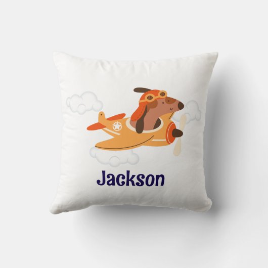 Boy  Baby Shower Dog Pilot Airplane Cloud Funny クッション (裏面)